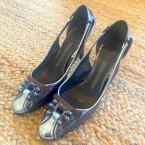 Unique Designer Proenza Schouler Silver and Leather Heels Size 6